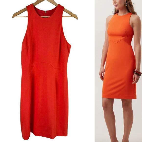 Trina‎ Turk Classic Sheath Dress Sleeveless in Bright Orange, Size 6 - Picture 1 of 12